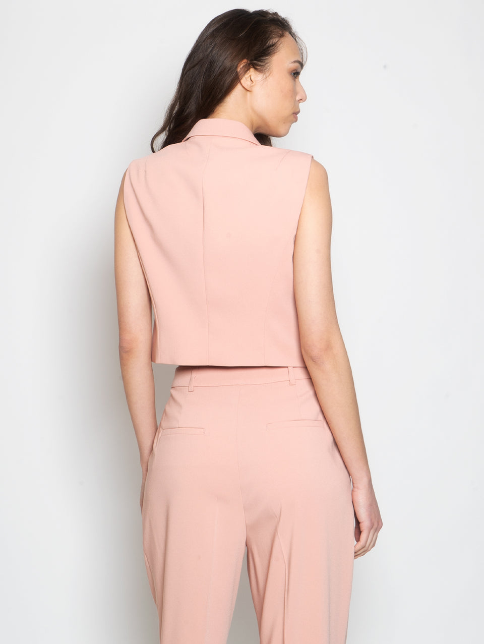 PINKO Gilet Doppiopetto in Crepe Rosa Sostegno trimestrale
