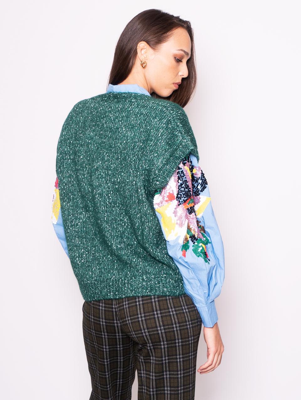 ESSENTIEL ANTWERP Gilet in Maglia Verde Solo un giorno rimasto