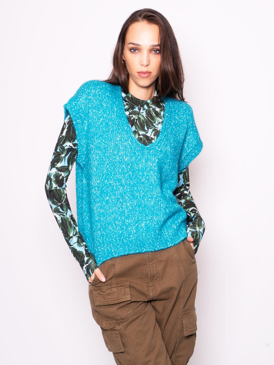 ESSENTIEL ANTWERP Gilet in Maglia Blu Super sconto