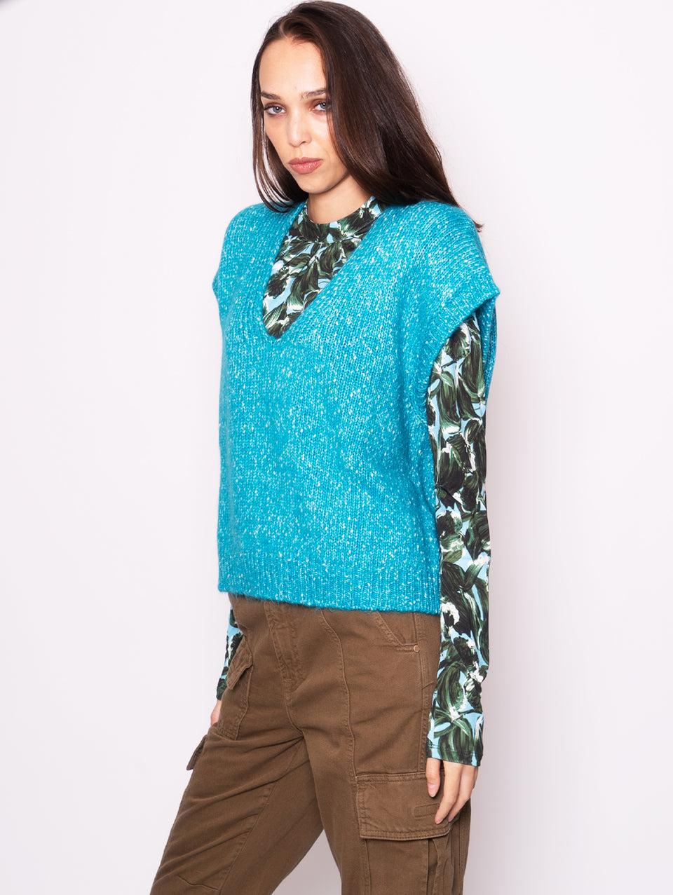 ESSENTIEL ANTWERP Gilet in Maglia Blu Super sconto