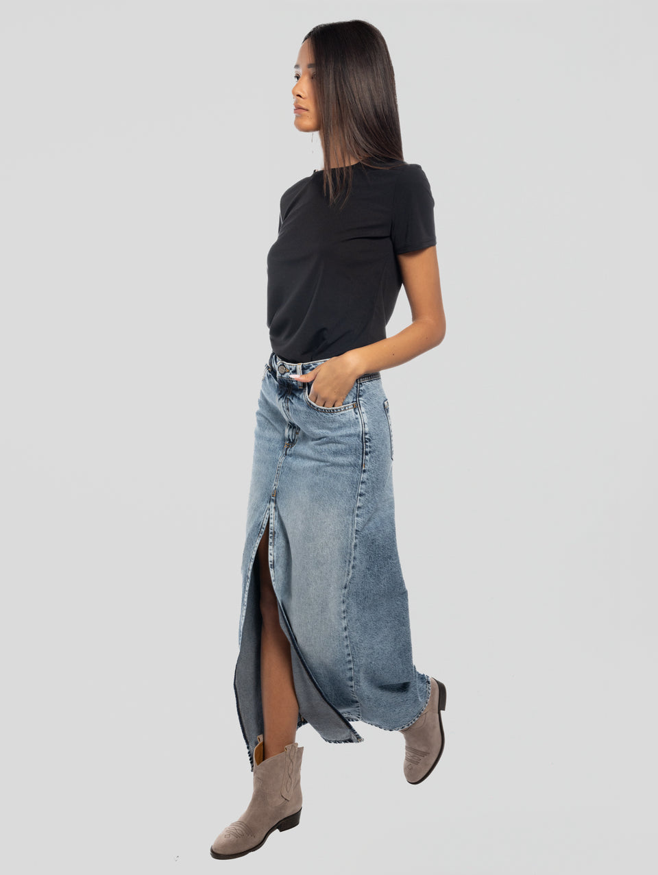 ICON DENIM Gonna Sandy in Denim con Spacco Blu 50% di sconto con spedizione gratuita