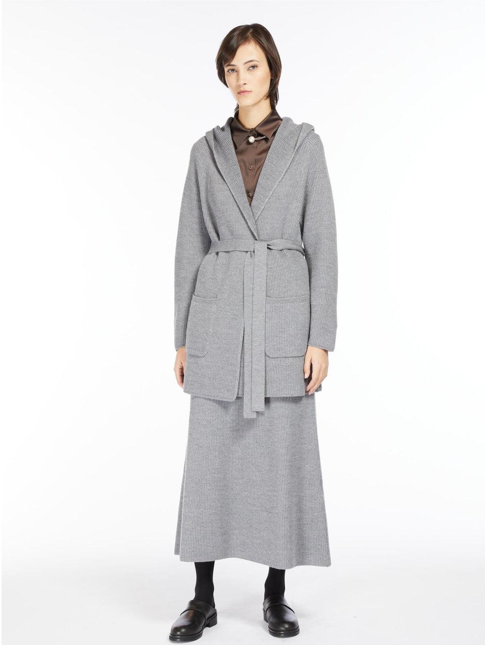 MAX MARA LEISURE Gonna in Lana a Coste Inglesi Grigio Officina