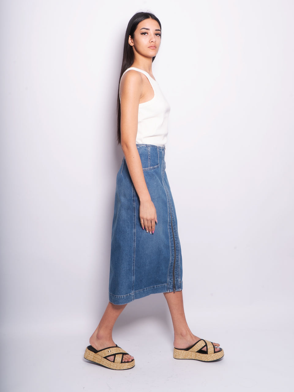 CLOSED Gonna in Denim a Tubino Blu Medio Black Friday Prezzi