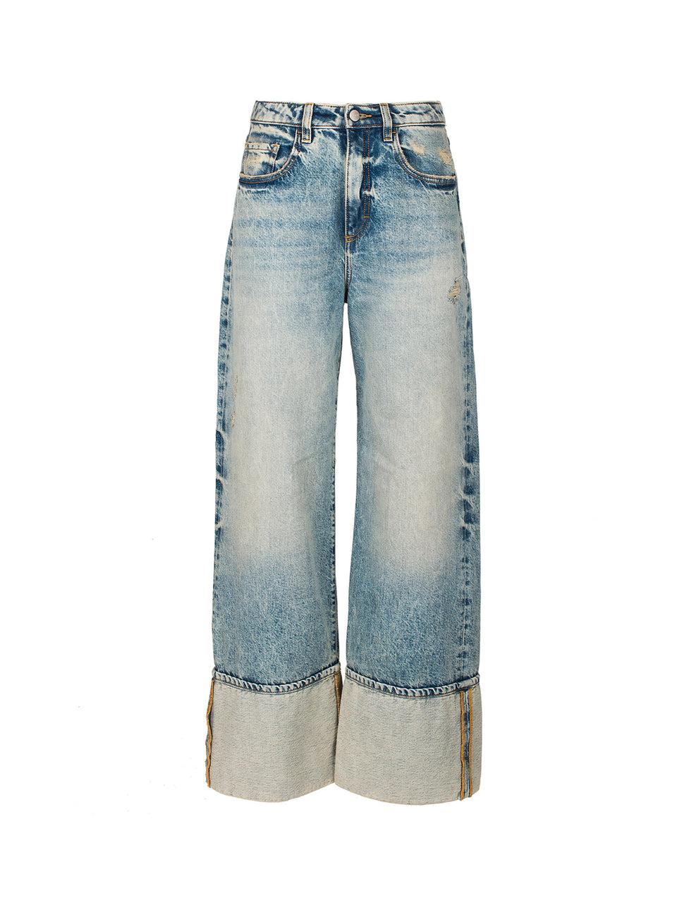 ICON DENIM Jeans Kiki Wide Leg con Maxi Risvolto Blu Online