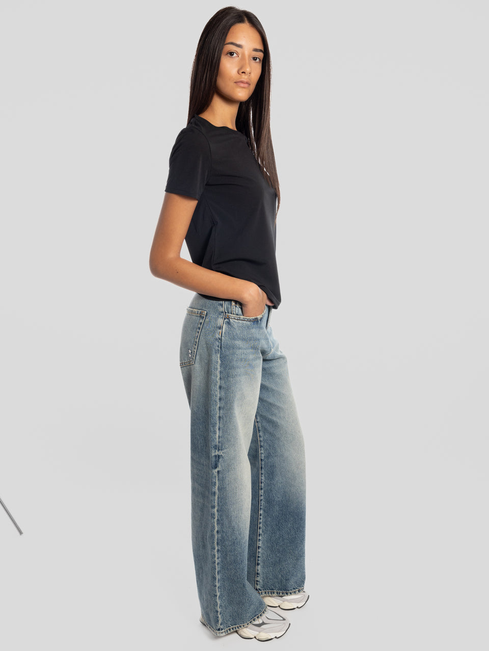 ICON DENIM Jeans Debby Wide Leg Lavaggio Medio Blu Outlet