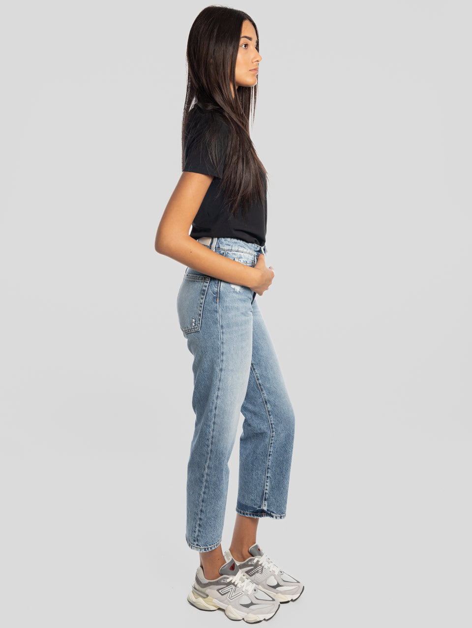 ICON DENIM Jeans Jill Vita Alta e Gamba Cropped Blu In Vendita