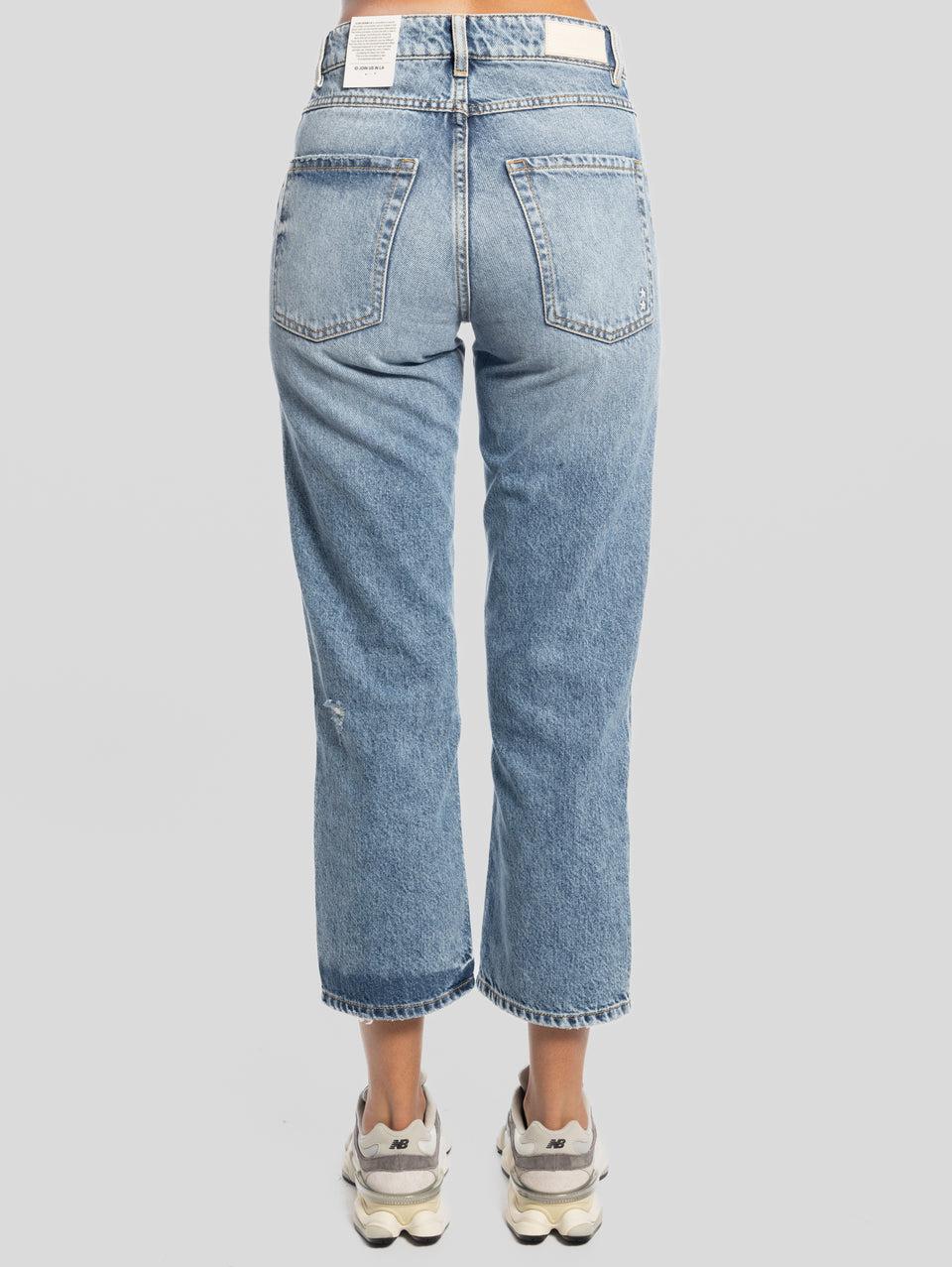 ICON DENIM Jeans Jill Vita Alta e Gamba Cropped Blu In Vendita