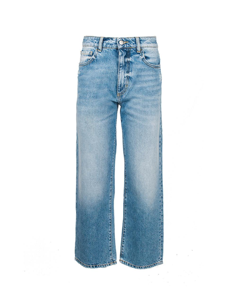 ICON DENIM Jeans Jill Vita Alta e Gamba Cropped Blu In Vendita