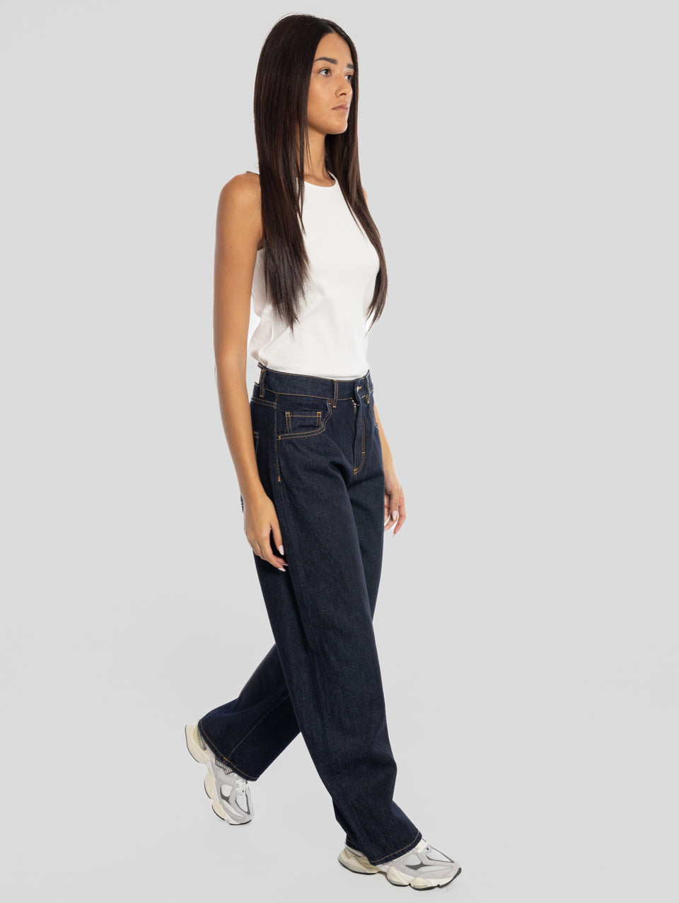 ICON DENIM Denim Bea Wide Leg Vita Bassa Blu Scuro Saldi