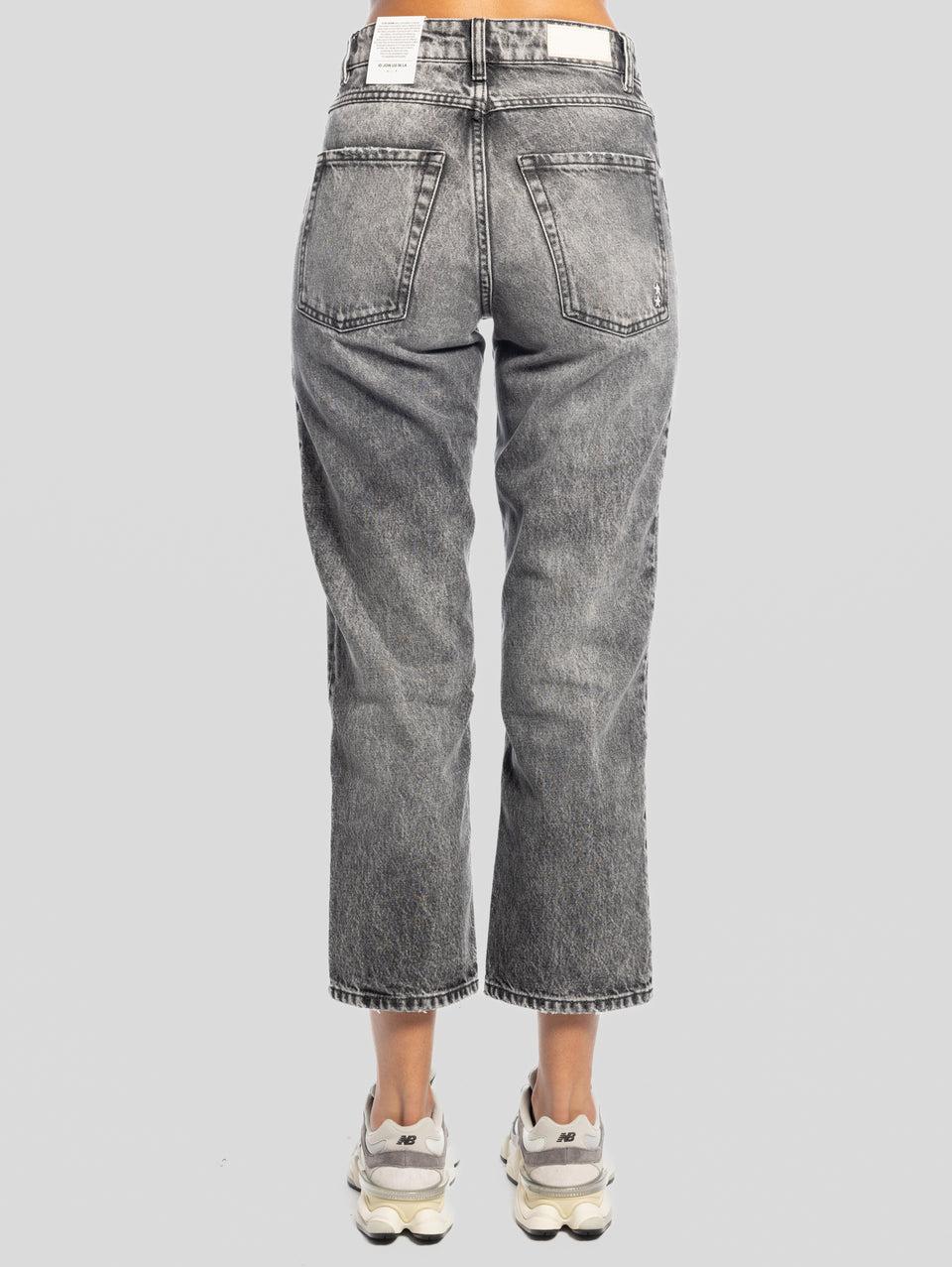 ICON DENIM Jeans Jill con Gamba Cropped Marmorizzato Nero Offerte