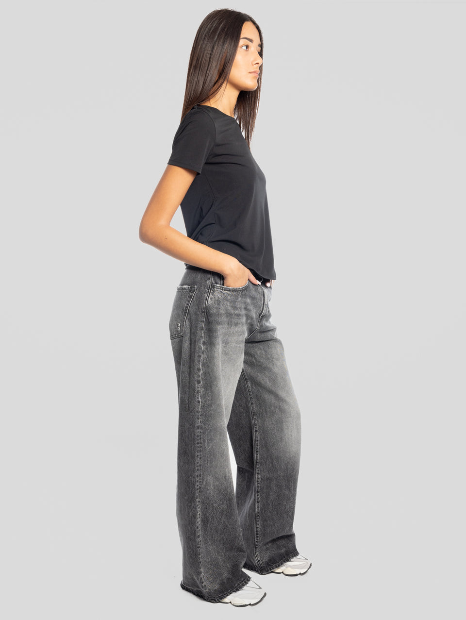 ICON DENIM Jeans Debby Wide Leg Nero Hotsell