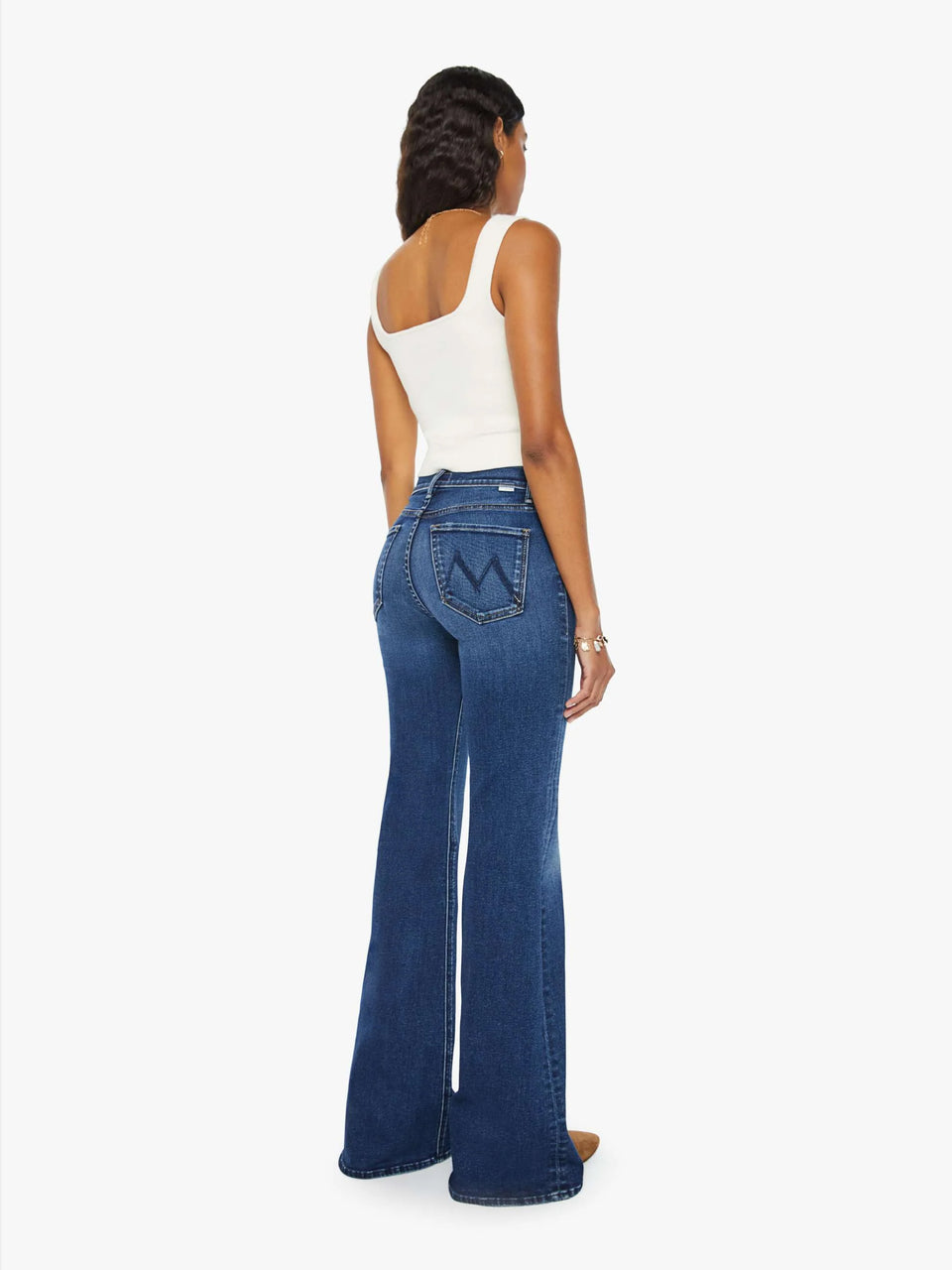 MOTHER Jeans Vita Alta con Gamba Svasata Blu Vendita Economica