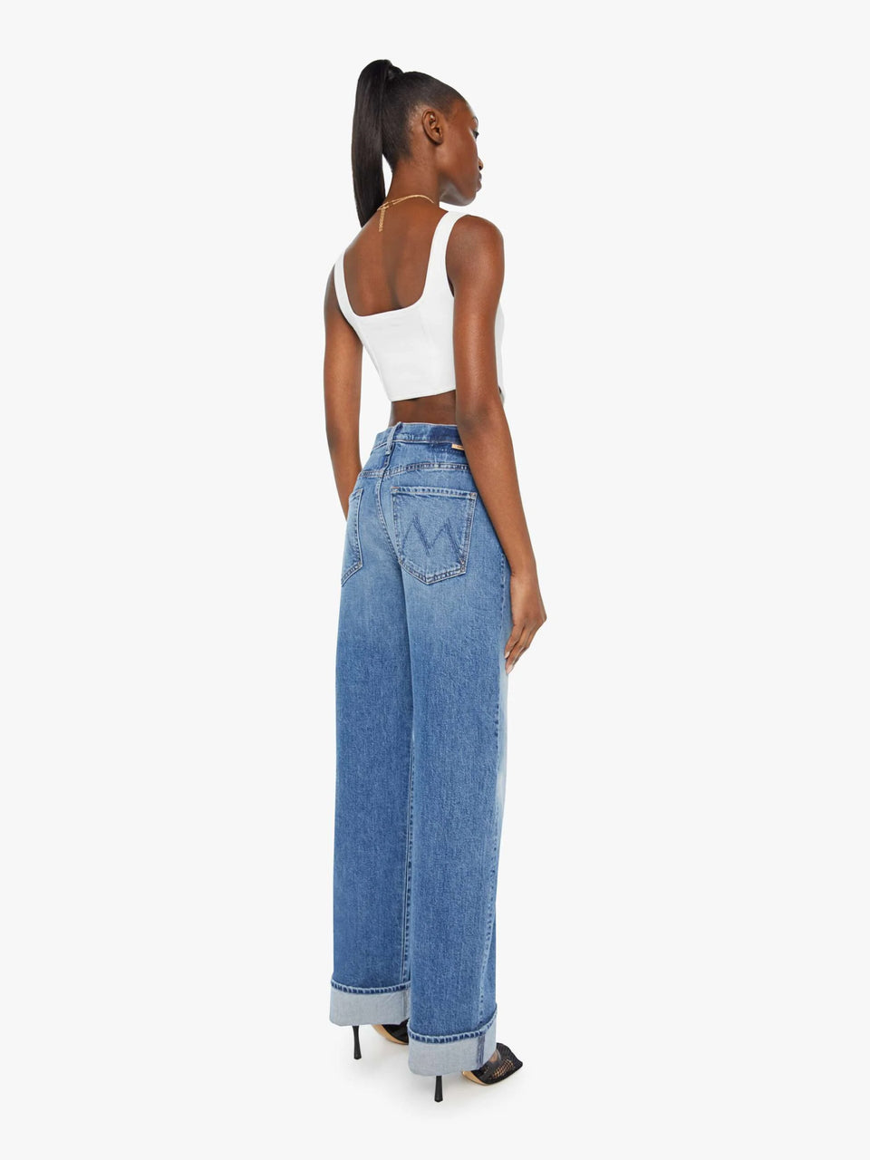 MOTHER Jeans Vita Bassa Blu Medio Saldi Di Fabbrica