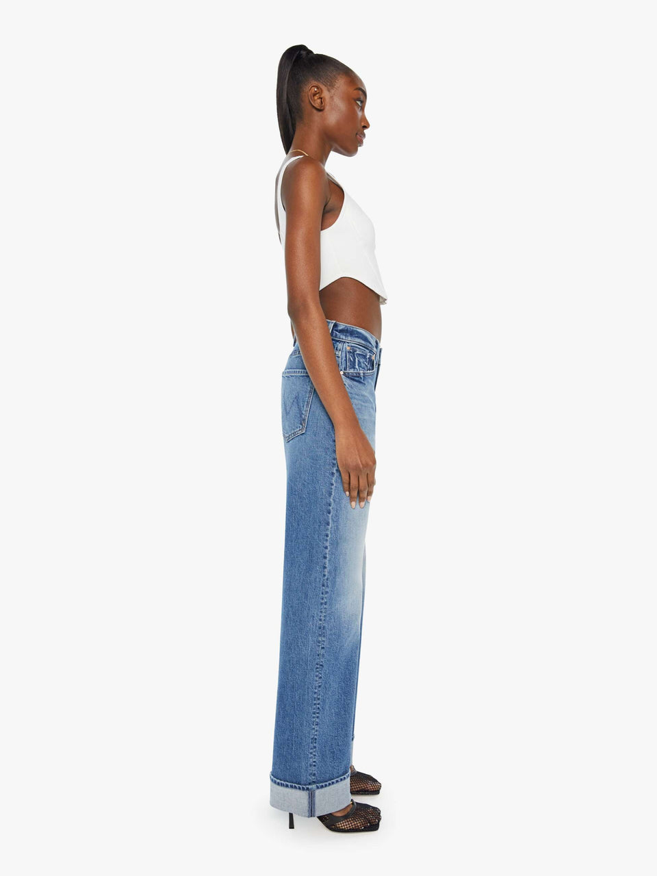 MOTHER Jeans Vita Bassa Blu Medio Saldi Di Fabbrica