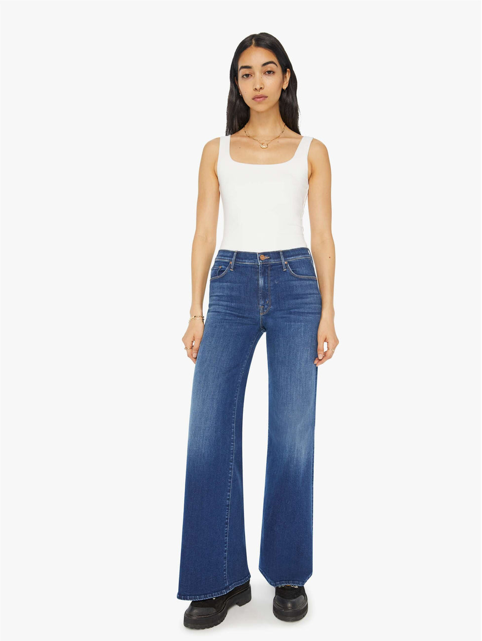 MOTHER Jeans Vita Alta e Gamba Larga On Your Left Moda