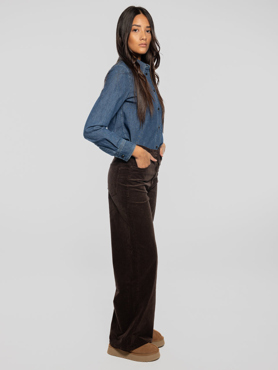 MOTHER Pantaloni in Velluto a Coste Marrone Spedizione gratuita