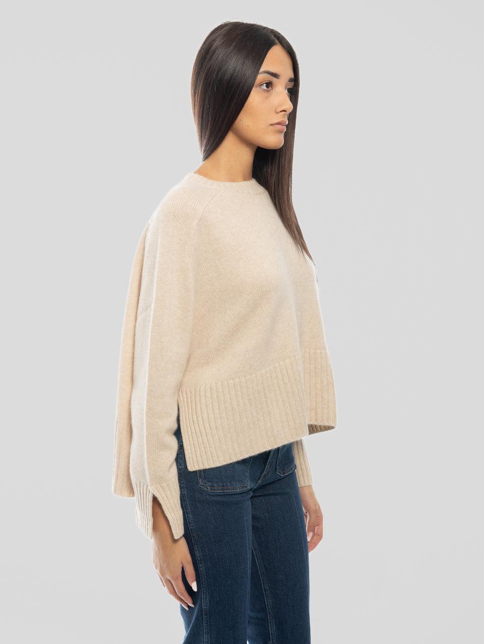 NOTSHY Maglia Girocollo con Spacchi Beige Fornitura limitata