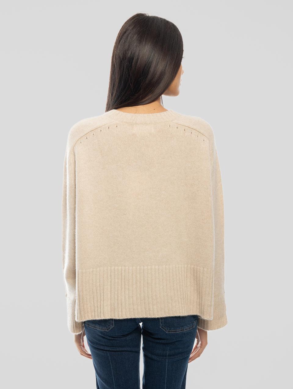 NOTSHY Maglia Girocollo con Spacchi Beige Fornitura limitata