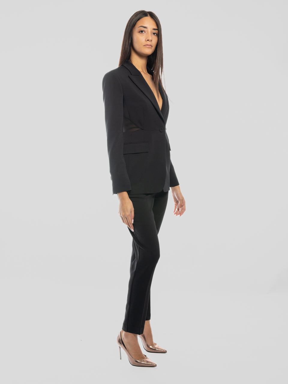 PINKO Pantaloni a Sigarette in Tessuto Cady Nero Offerta temporanea