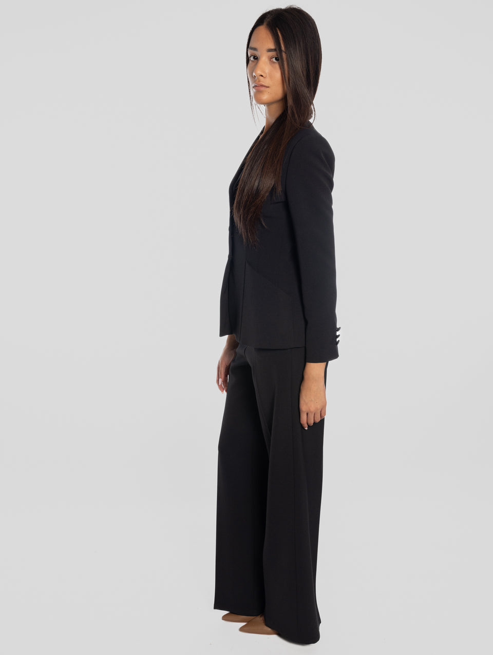 MAISON SECRÈTE Pantaloni Palazzo in Crepe Nero Nuovi prodotti