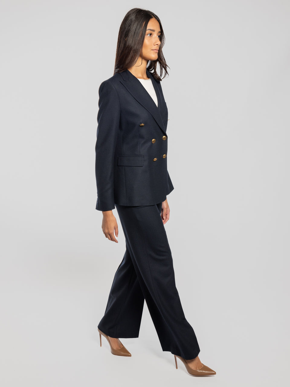 KILTIE Pantaloni Palazzo in Flanella Blu Super Saving Price