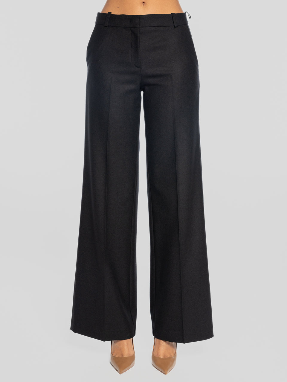 KILTIE Pantaloni Palazzo in Flanella Nero Offerta settimanale