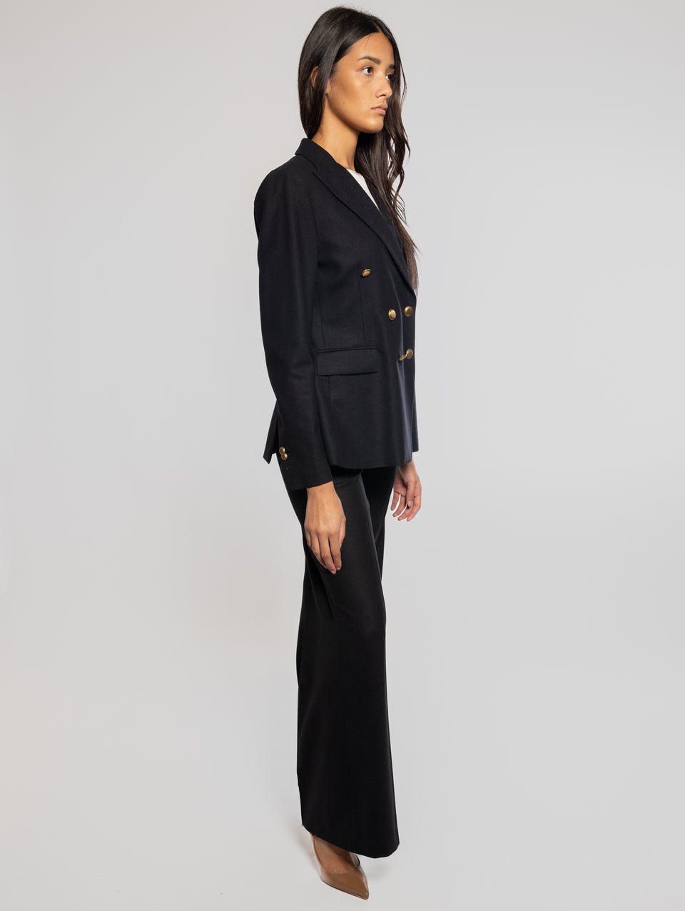 KILTIE Pantaloni Palazzo in Flanella Nero Offerta settimanale