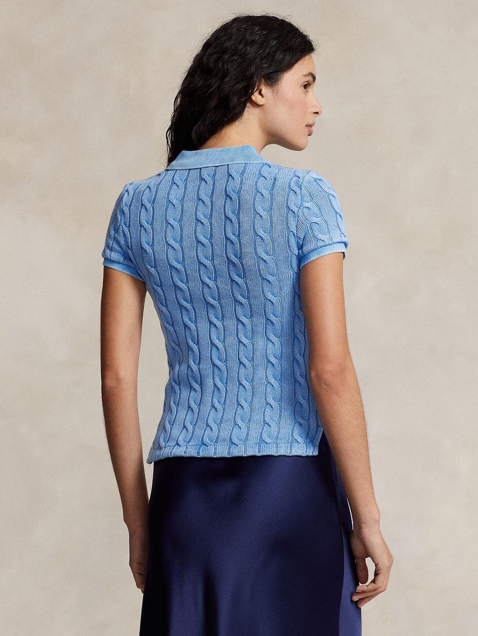 RALPH LAUREN Polo in Maglia a Trecce Slim Fit Blu Fino al 65% di sconto