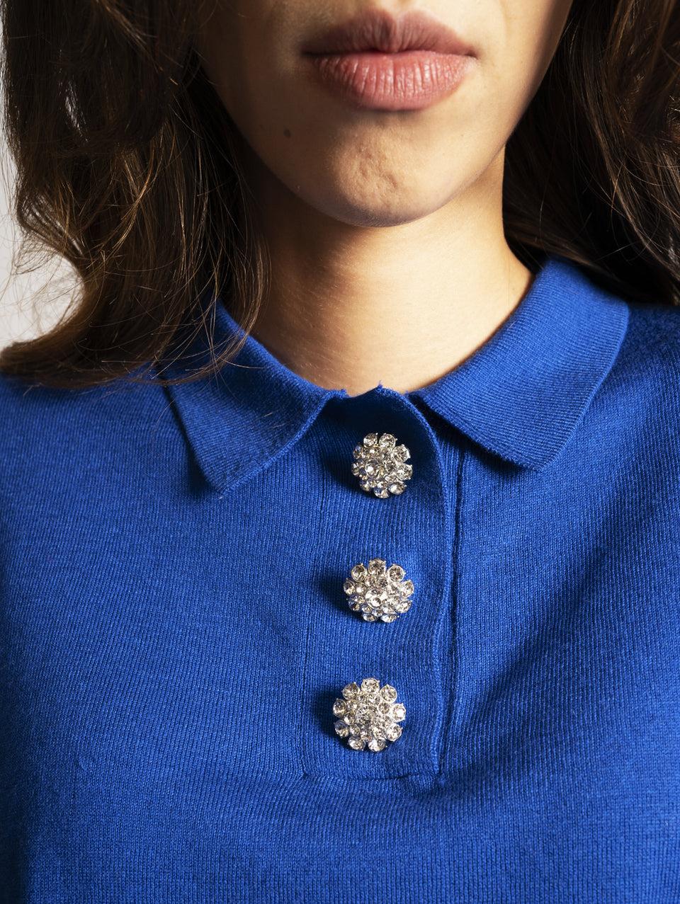 ESSENTIEL ANTWERP Maglia con Bottoni Gioiello Klein Blue Super sconto