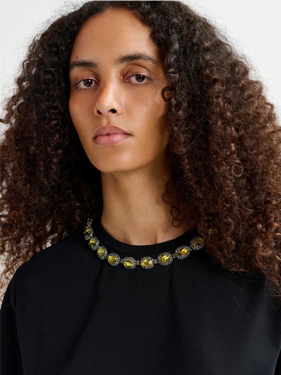 ESSENTIEL ANTWERP T-shirt con Ricami di Strass Nero Limitato a 3 giorni