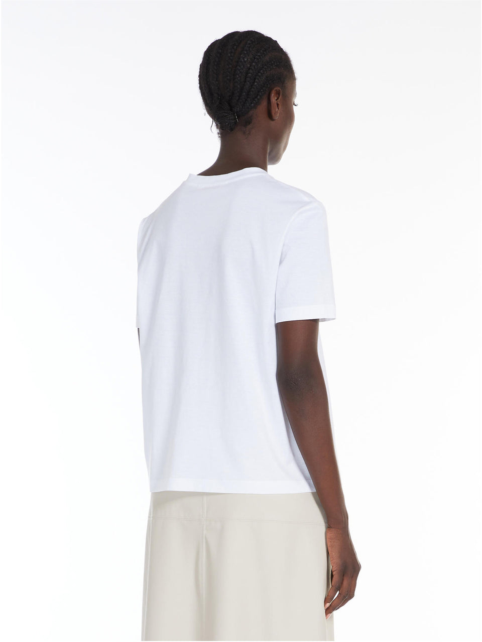 MAX MARA LEISURE T-shirt Maniche Corte con Logo in Rilievo Bianco Esporta salva