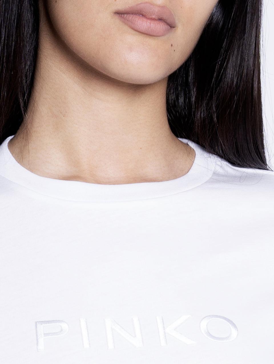 PINKO T-shirt con Logo Ricamato Bianco Nuovo