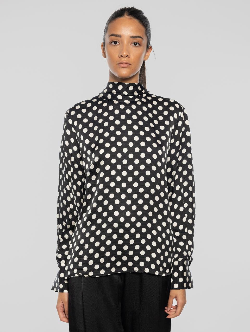 ESSENTIEL ANTWERP Top Maniche Lunghe a Pois Nero Promozione