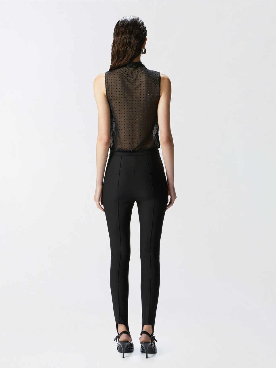 PINKO Top in Tulle con Strass Nero Spedizione Gratuita