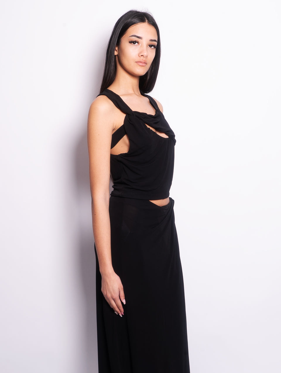 PINKO Top con Dettagli Torchon e Cut-Out Nero Promozione Limitata