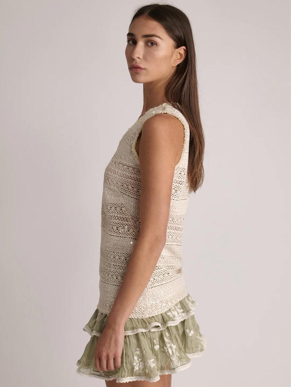 SABINA MUSÁYEV Top in Pizzo e Paillettes Avena Fino Al -60%