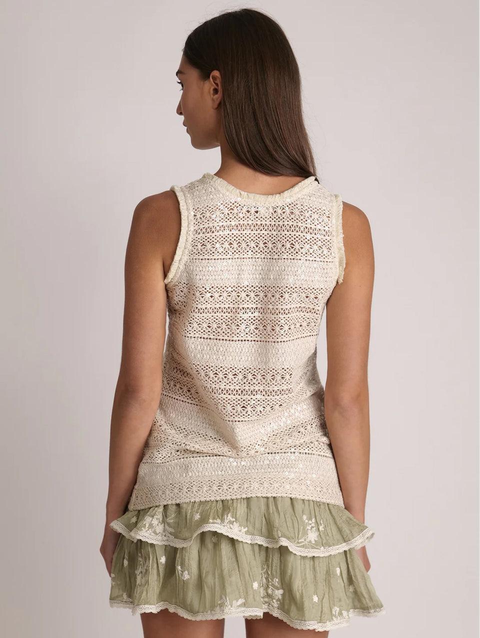 SABINA MUSÁYEV Top in Pizzo e Paillettes Avena Fino Al -60%