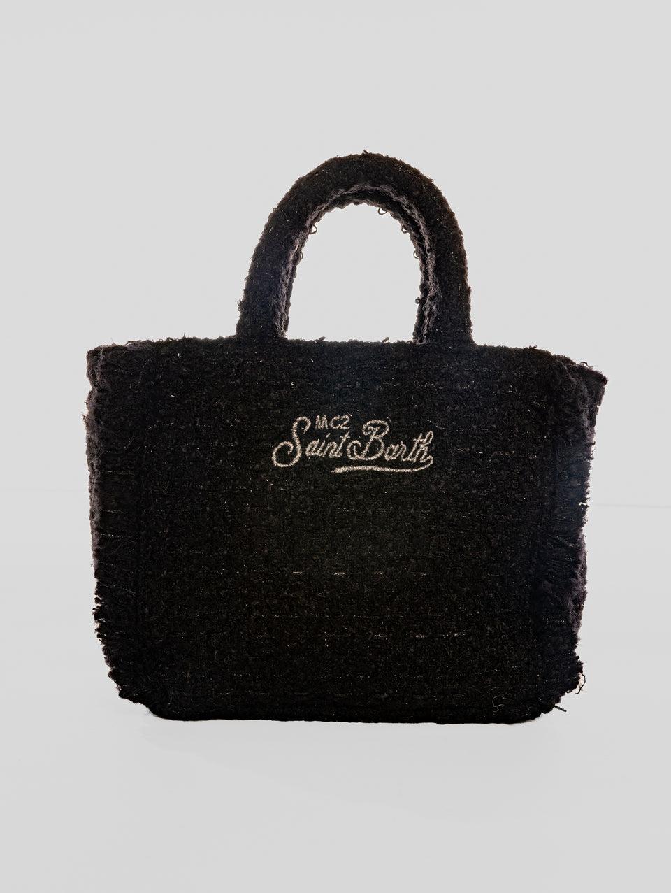 MC2 SAINT BARTH Borsa Vanity Mini in Tweed Nero Vendita Economica