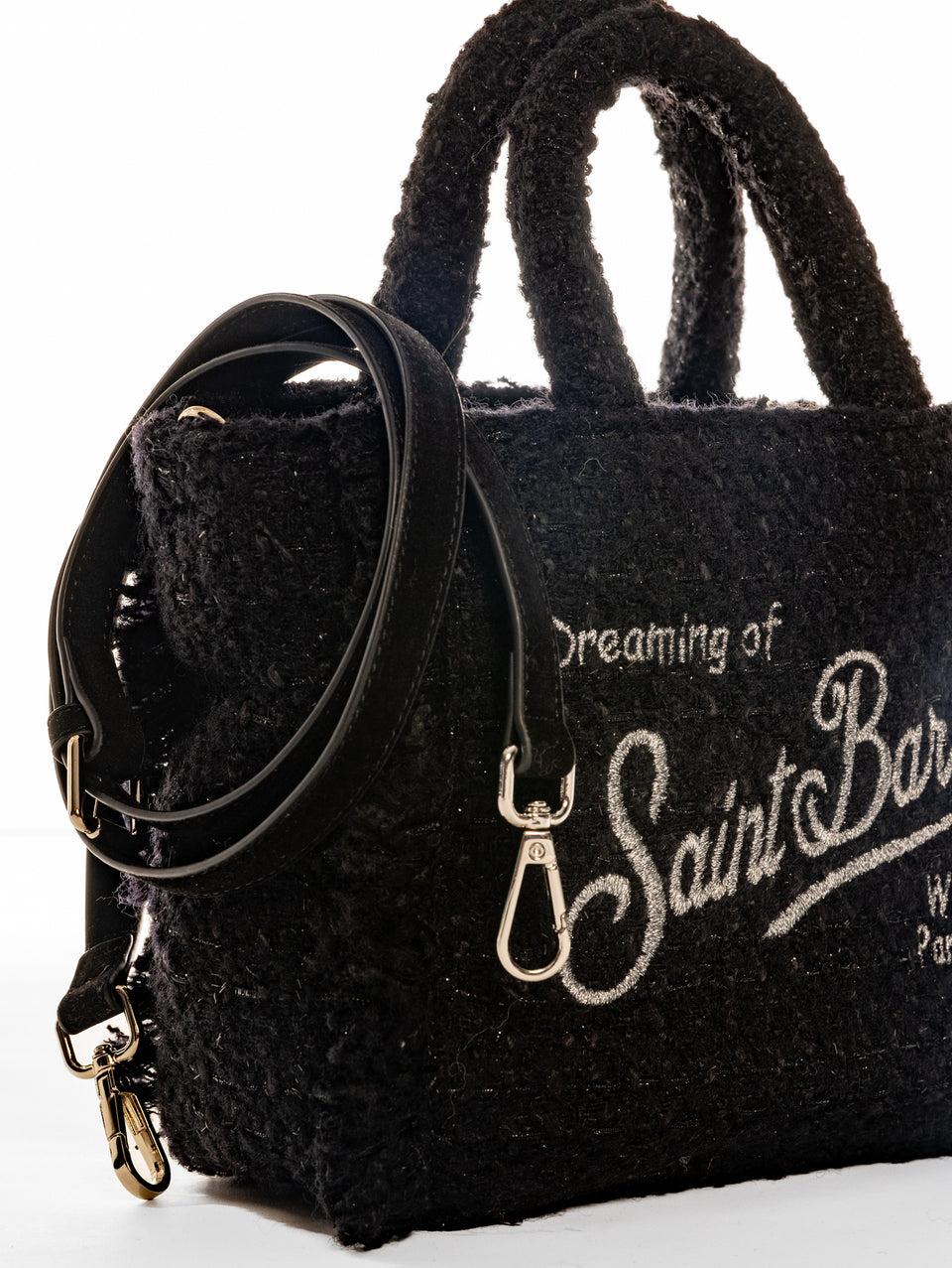 MC2 SAINT BARTH Borsa Vanity Mini in Tweed Nero Vendita Economica