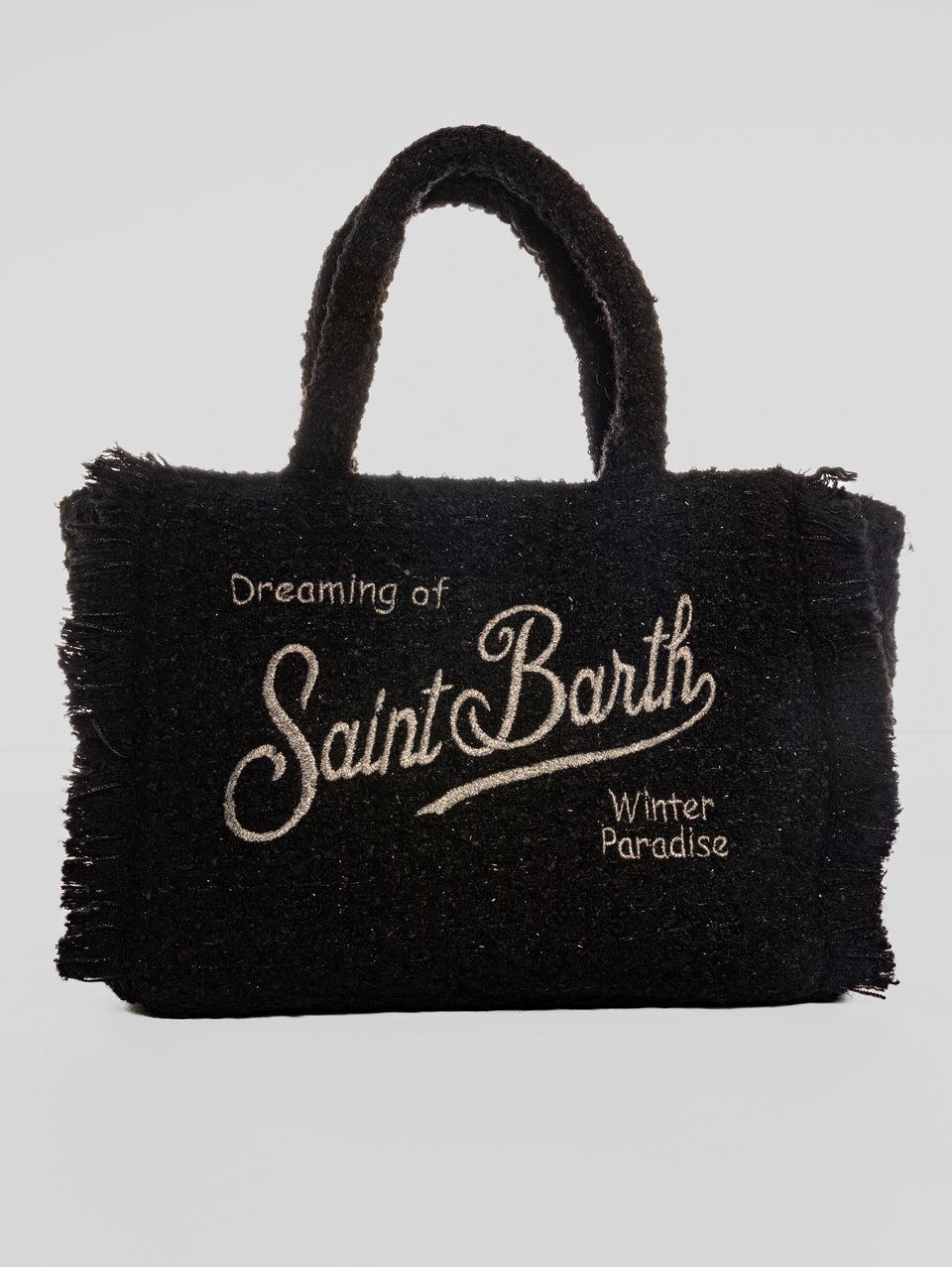 MC2 SAINT BARTH Borsa a Tracolla in Twedd Collette Nero Smaltimento dello stoccaggio