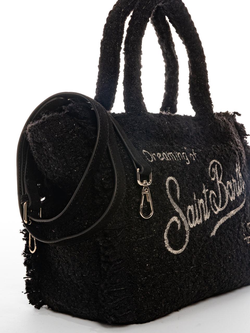 MC2 SAINT BARTH Borsa a Tracolla in Twedd Collette Nero Smaltimento dello stoccaggio