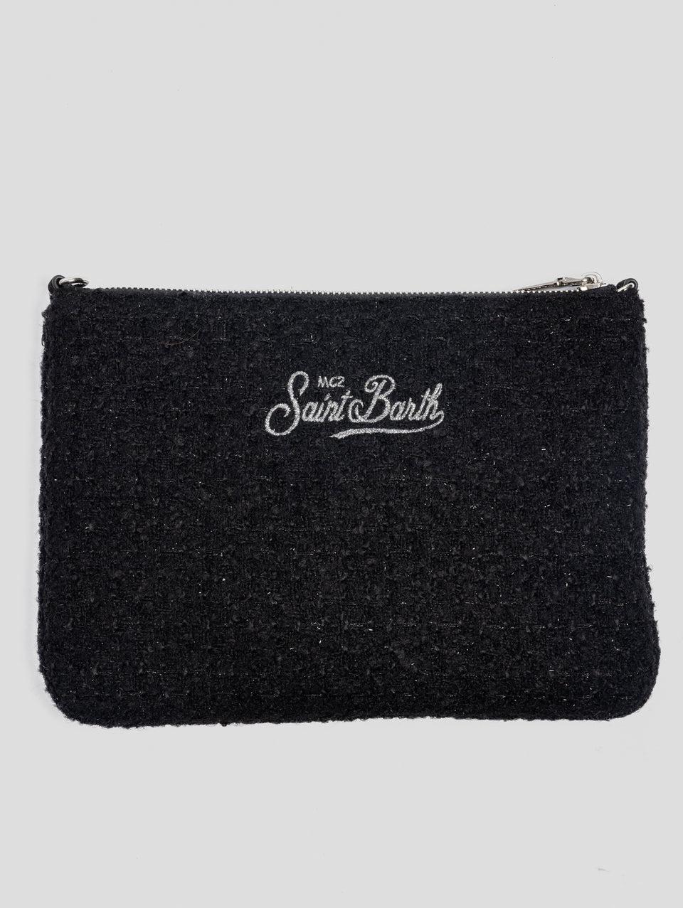 MC2 SAINT BARTH Pouch Parisienne in Tweed con Filo in Lurex Nero Offerte esclusive