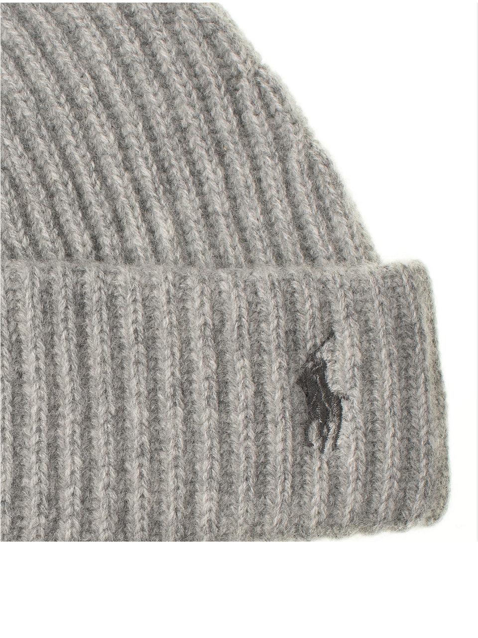 RALPH LAUREN Cappello a Coste in Lana Grigio Rilascio limitato
