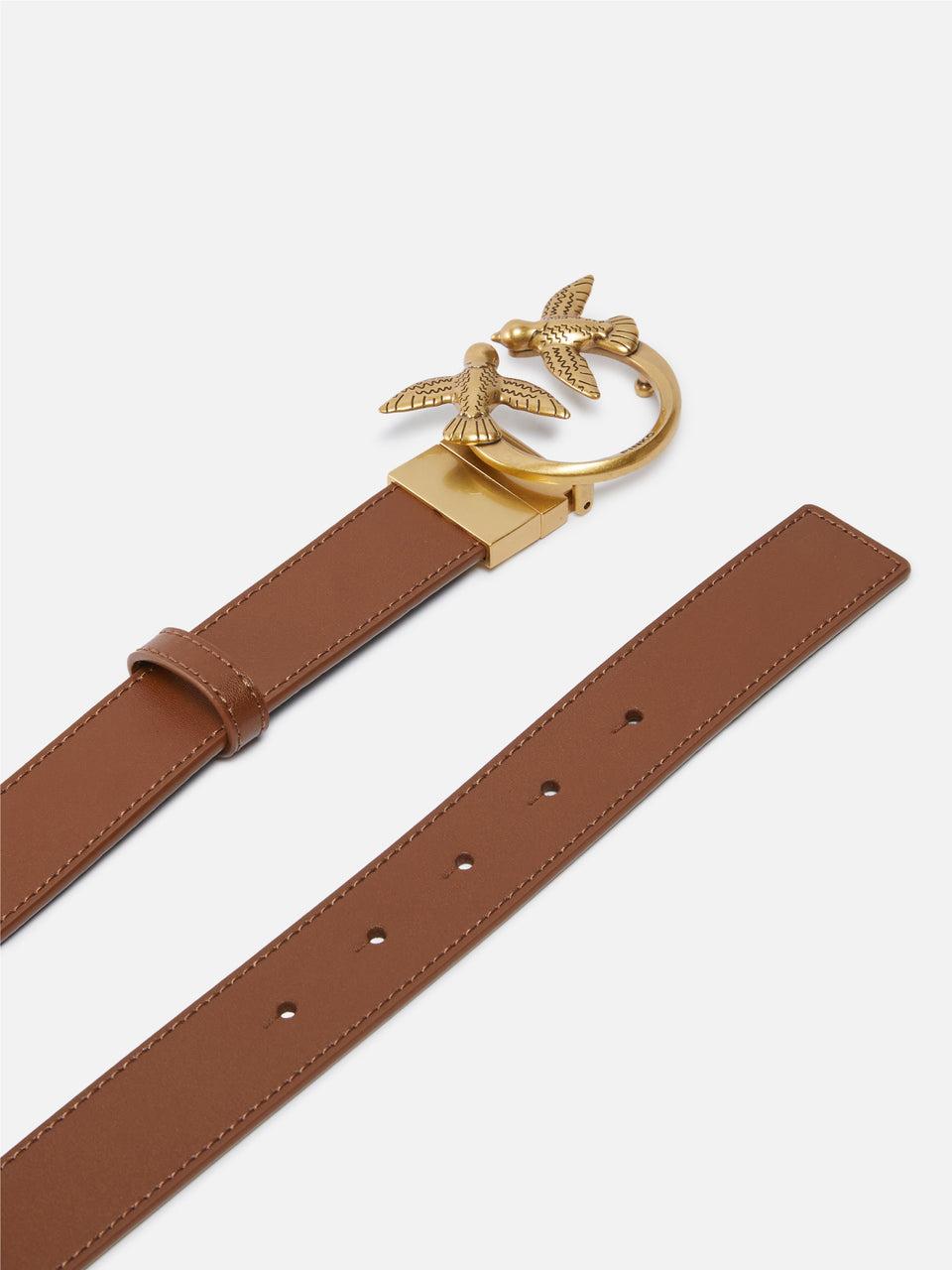 PINKO Cintura in Pelle con Fibbia Marrone/Oro Fino al 65% di sconto