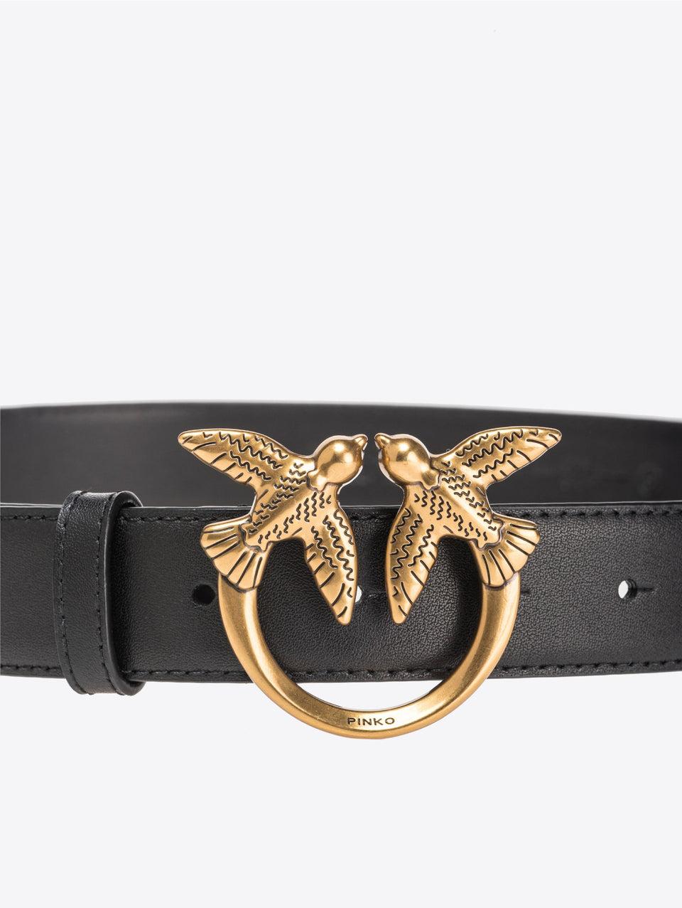 PINKO Cintura in Pelle con Fibbia Nero/Oro Only for today