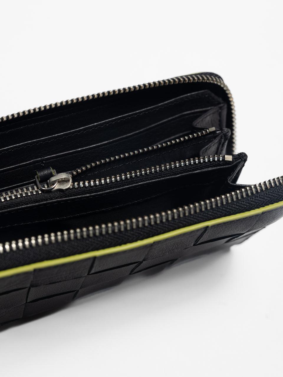 DRAGON DIFFUSION Portafoglio in Pelle Check Zip Around Wallet Nero Duty-free