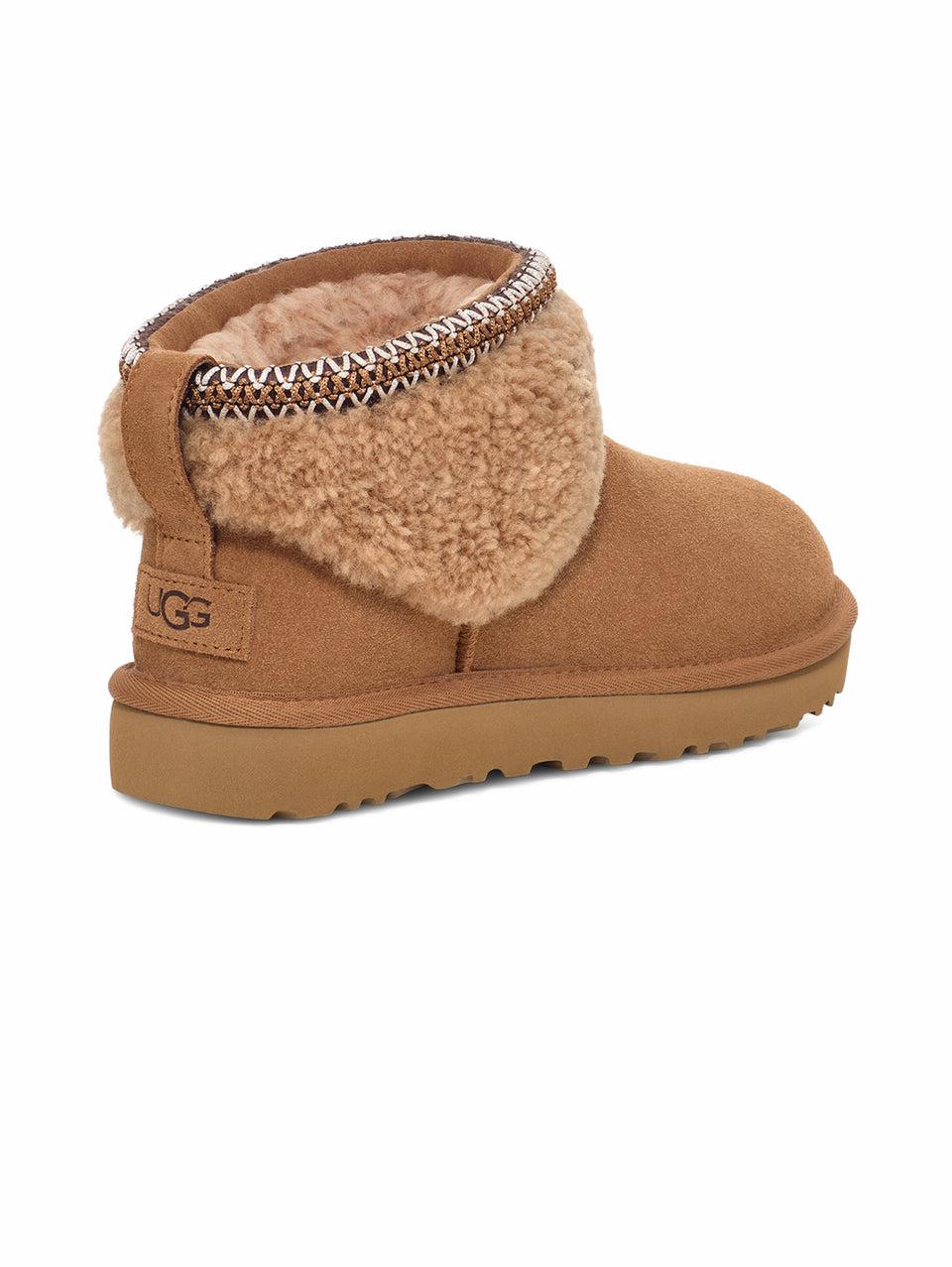 UGG Stivaletti in Montone Classic Ultra Mini Maxi Curly da Donna Castagna Pezzi Unici