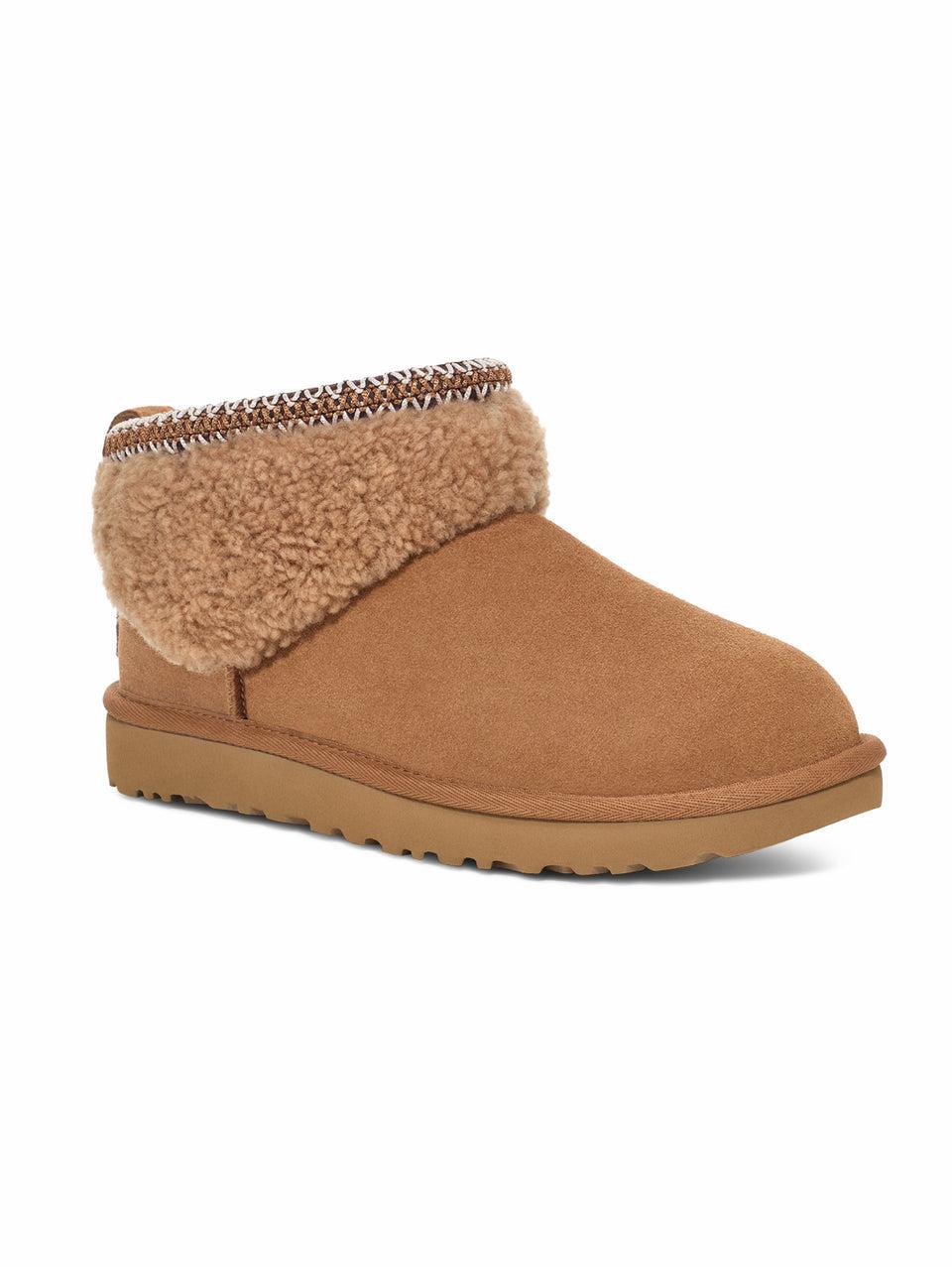 UGG Stivaletti in Montone Classic Ultra Mini Maxi Curly da Donna Castagna Pezzi Unici