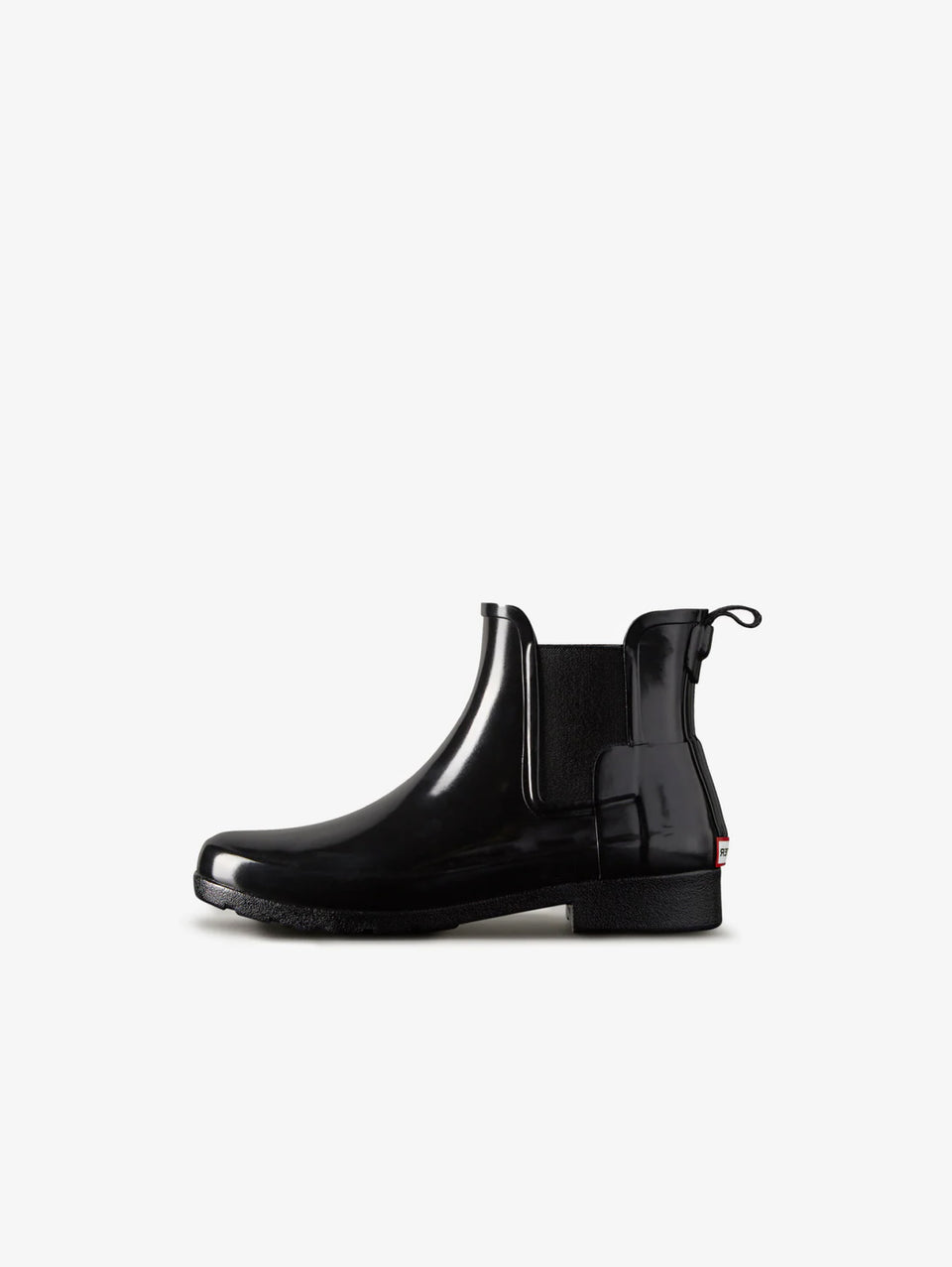 HUNTER Stivaletti Chelsea in Gomma Lucida con Elastico Nero