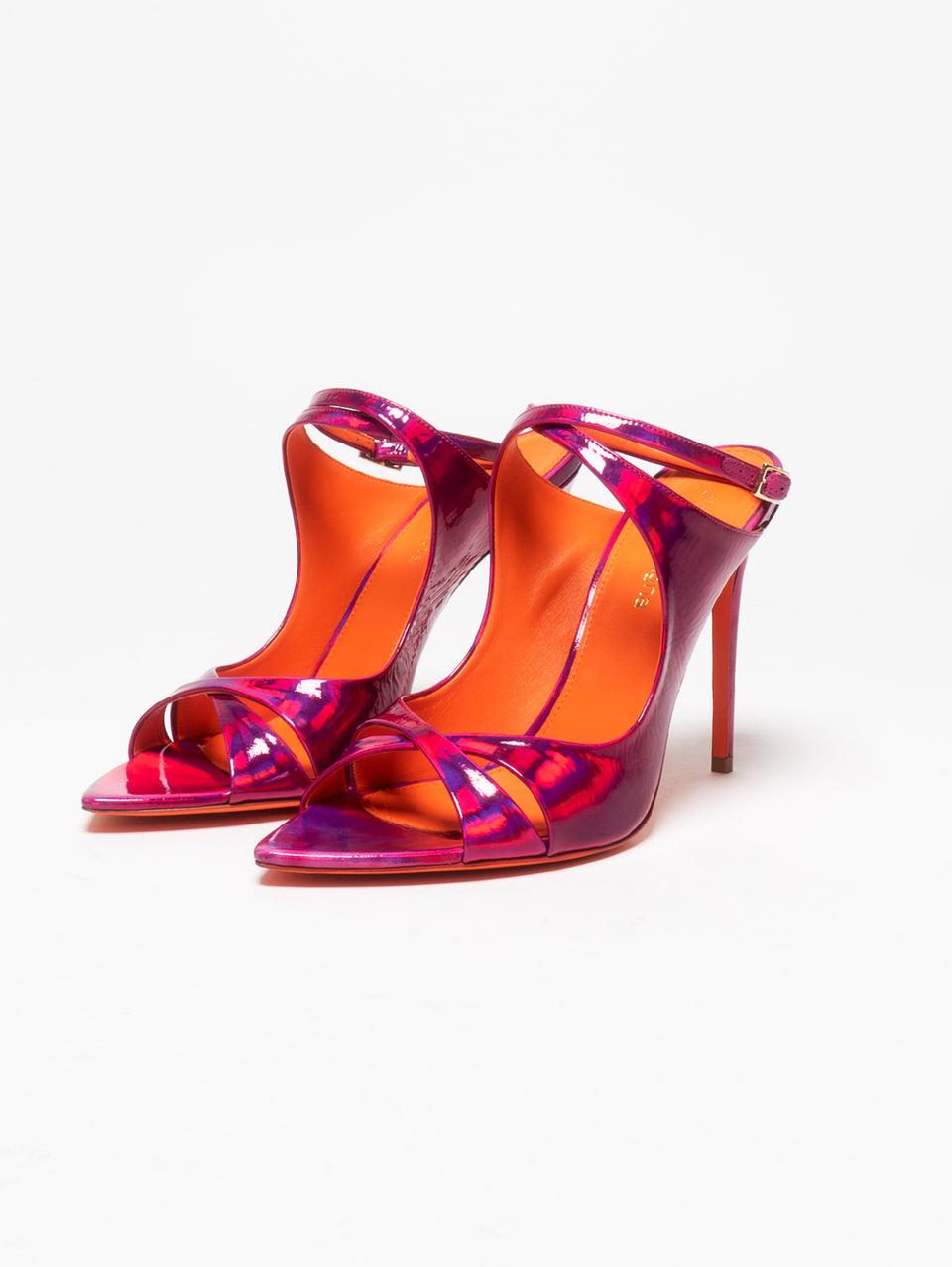 ALDO CASTAGNA Sandalo in Pelle Laminato Fucsia Prezzo di fabbrica